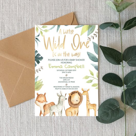 Een beetje wilde is onderweg naar dierlijk Baby sh Kaart