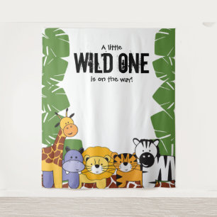 Een beetje wilde is op komst Baby Shower Safari Wandkleed