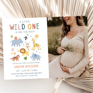 Een beetje wilde safari dieren baby shower foto kaart
