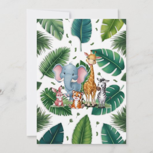 Een beetje wilde safari het is meisje baby shower kaart (Achterkant)