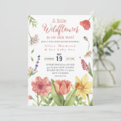 Een beetje wildflower baby meisje douche uitnodigi kaart (Staand voorkant)