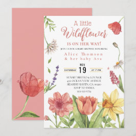 Een beetje wildflower baby meisje douche uitnodigi kaart