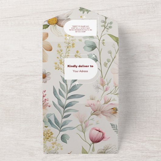 Een beetje Wildflower Baby shower All In One Uitnodiging (Buitenkant)