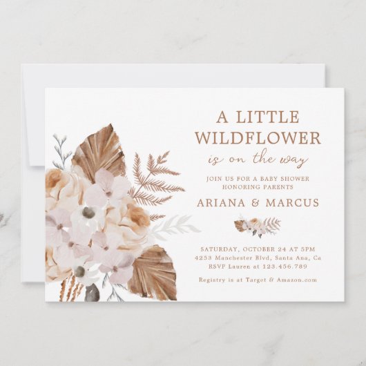 Een beetje Wildflower Baby shower Boho boeket Kaart (Voorkant)