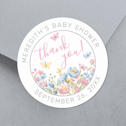 Een beetje Wildflower Baby shower dank je Ronde Sticker