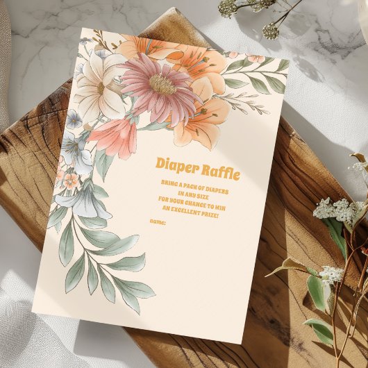 Een beetje Wildflower Baby shower Diapper Raffle Informatiekaartje