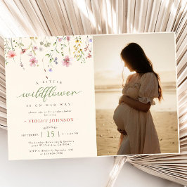 Een beetje Wildflower Baby shower Foto Kaart