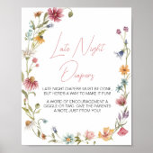 Een beetje Wildflower Baby shower Late Night Luier Poster (Voorkant)