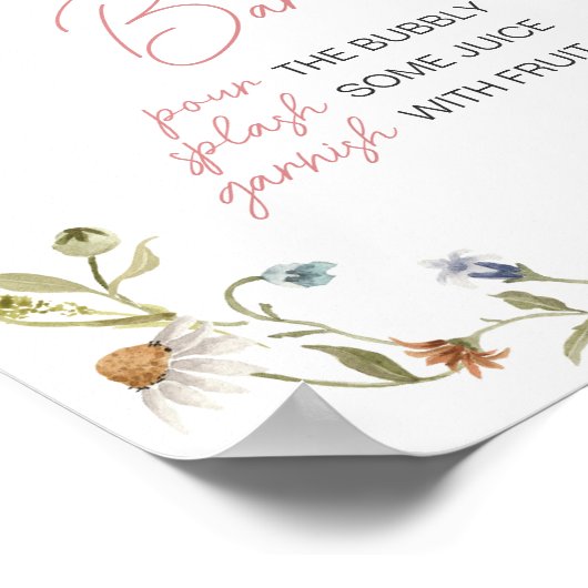 Een beetje Wildflower Baby shower Moeder Osa Bar Poster (Hoek)