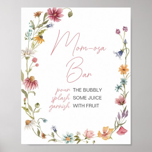 Een beetje Wildflower Baby shower Moeder Osa Bar Poster (Voorkant)