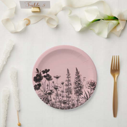 Een beetje Wildflower Baby shower Papier Bord (Huwelijk)