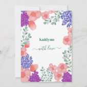 Een beetje Wildflower Baby shower Waterverf Kaart (Achterkant)