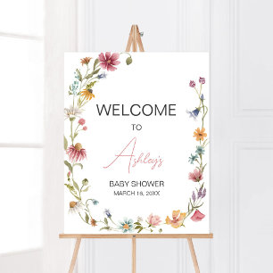 Een beetje Wildflower Baby shower welkom Poster