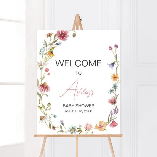 Een beetje Wildflower Baby shower welkom Poster
