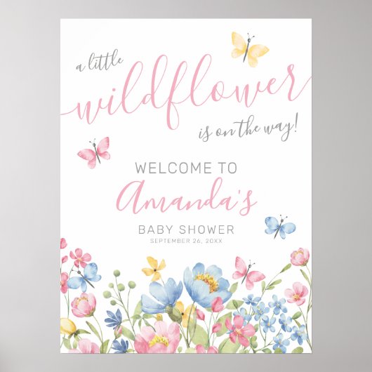 Een beetje Wildflower Baby shower welkom Poster (Voorkant)