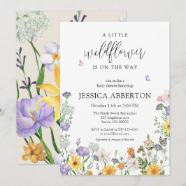 Een beetje Wildflower Blauw Roze Neutral Baby show Kaart