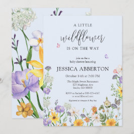 Een beetje Wildflower Blauw Roze Neutral Baby show Kaart
