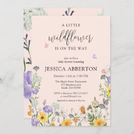 Een beetje Wildflower Blauw Roze Neutral Baby show Kaart