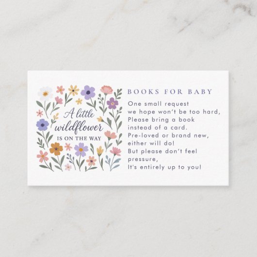 Een beetje Wildflower Bloemen Boeken voor Baby sho Informatiekaartje (Voorkant)