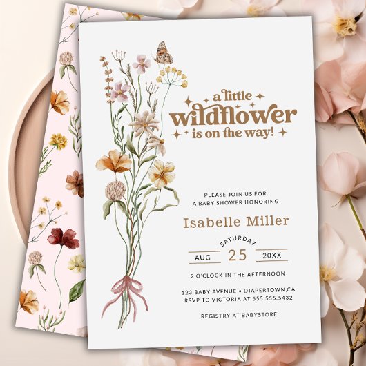 Een beetje Wildflower Bloemen Meisje Baby shower Kaart
