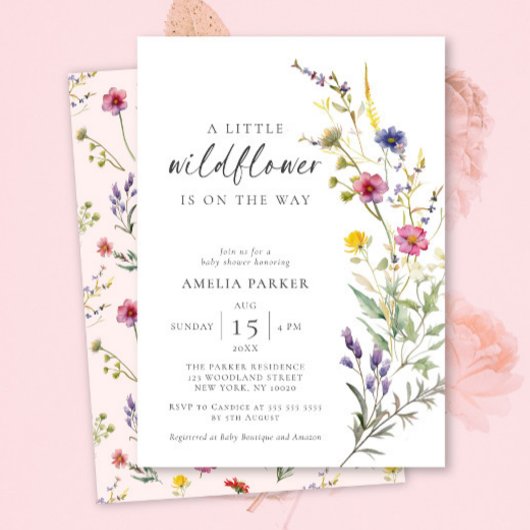 Een beetje Wildflower Bloemen Meisje Baby shower Kaart