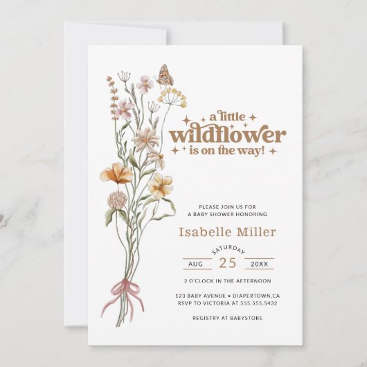 Een beetje Wildflower Bloemen Meisje Baby shower Kaart (Voorkant)