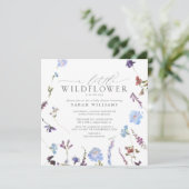 Een beetje Wildflower Blue Floral Summer Baby show Kaart (Staand voorkant)