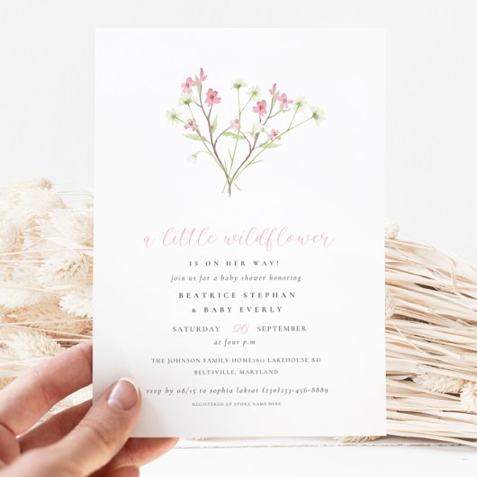 Een beetje Wildflower Boeket Meisje Baby shower Kaart