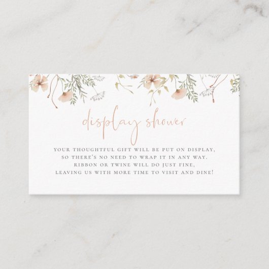 Een beetje Wildflower Boho Baby Display Douche Informatiekaartje (Voorkant)