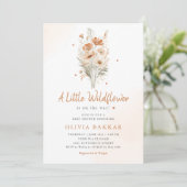 Een beetje Wildflower Boho Baby shower Invitation Kaart (Staand voorkant)