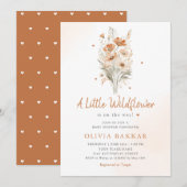 Een beetje Wildflower Boho Baby shower Invitation Kaart (Voorkant / Achterkant)