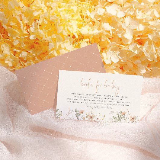 Een beetje Wildflower Boho boeken voor Baby shower Informatiekaartje
