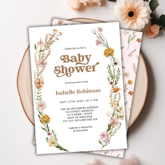 Een beetje Wildflower Boho Chic Meisje Baby shower Kaart