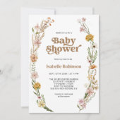 Een beetje Wildflower Boho Chic Meisje Baby shower Kaart (Voorkant)