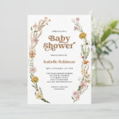 Een beetje Wildflower Boho Chic Meisje Baby shower Kaart (Staand voorkant)