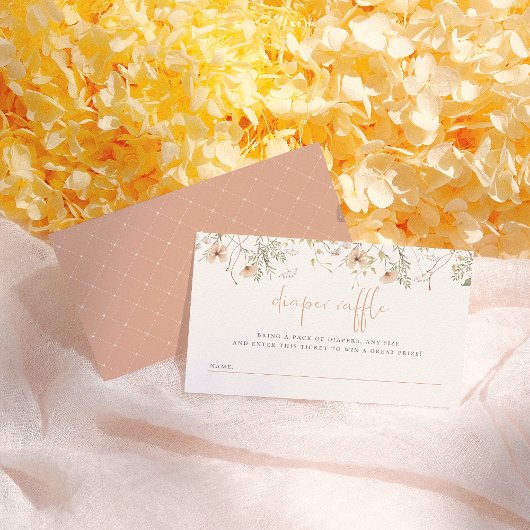 Een beetje Wildflower Boho Luier Raffle Baby showe Informatiekaartje