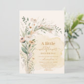 Een beetje Wildflower Boho Natuur Baby shower Kaart (Staand voorkant)