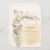 Een beetje Wildflower Boho Natuur Baby shower Kaart (Voorkant / Achterkant)