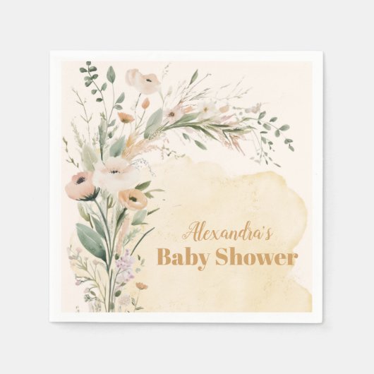 Een beetje Wildflower Boho Natuur Baby shower Servet (Voorkant)
