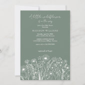 Een beetje Wildflower Boho Sage Green Baby shower Kaart (Voorkant)