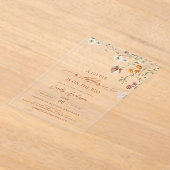 Een beetje Wildflower Boho Terracotta Baby shower Acryl Uitnodigingen (Laagn)