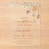 Een beetje Wildflower Boho Terracotta Baby shower Acryl Uitnodigingen (Voorkant)