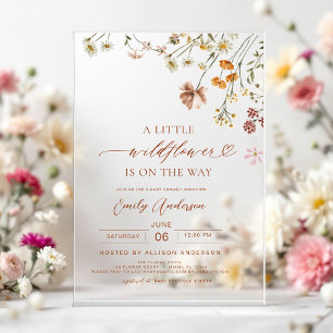 Een beetje Wildflower Boho Terracotta Baby shower Acryl Uitnodigingen
