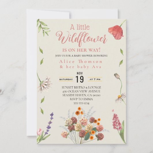 Een beetje Wildflower Boho uitnodigingen (Voorkant)