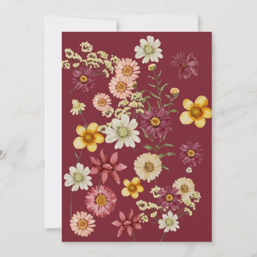 Een beetje Wildflower Bourgogne Baby shower Kaart (Achterkant)