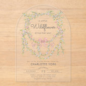 Een beetje Wildflower Bow tuin baby shower Arch Acryl Uitnodigingen (Voorkant)