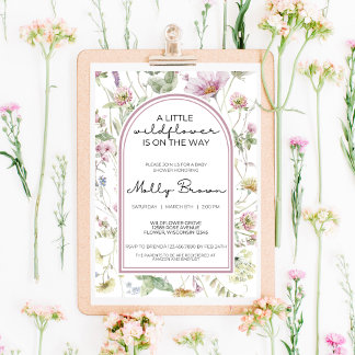 EEN BEETJE WILDFLOWER FLORAL BABY SHOWER UITNODIGI KAART