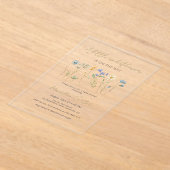 Een beetje Wildflower Floral Neutral Baby shower Acryl Uitnodigingen (Laagn)