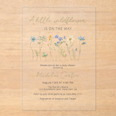 Een beetje Wildflower Floral Neutral Baby shower Acryl Uitnodigingen (Voorkant)
