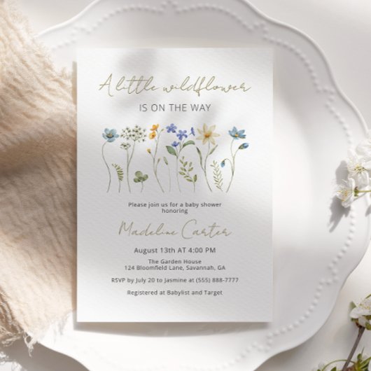 Een beetje Wildflower Floral Neutral Baby shower Kaart